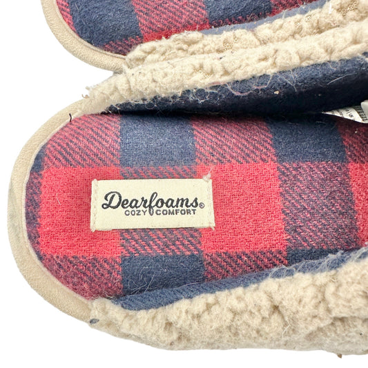 Dearforms Cozy Comfort Slippers CHILL OUT Med US 9-10 Red Black Plaid Inside