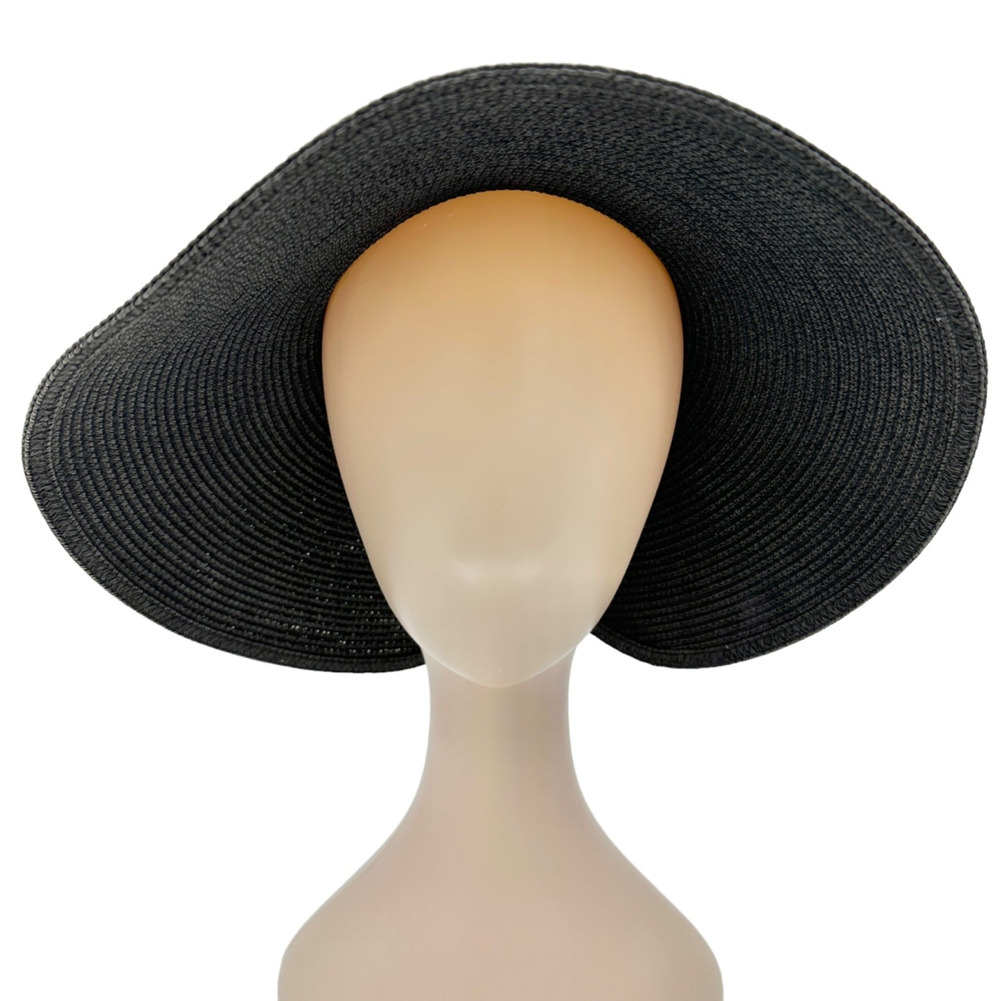 A New Day Womens Wide Brim Roll-Up Visor Hat Black Paper Polyester