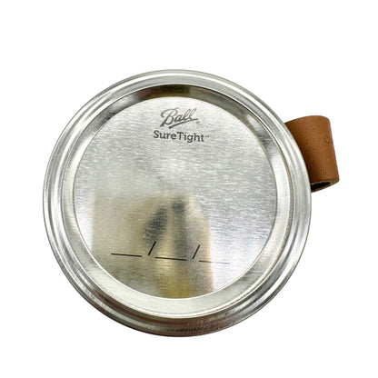 Ball Jar 12 Oz Glass with Leather Holder Embossed with Trout Design Fisherman