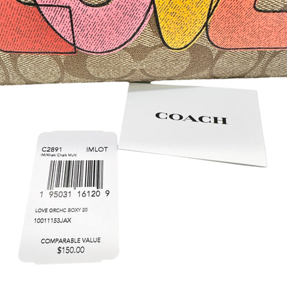 Coach Signature Canvas Wristlet With LOVE Graphic Design 8 x 4.5 x 3 Inches NWT