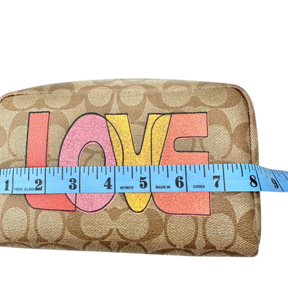 Coach Signature Canvas Wristlet With LOVE Graphic Design 8 x 4.5 x 3 Inches NWT