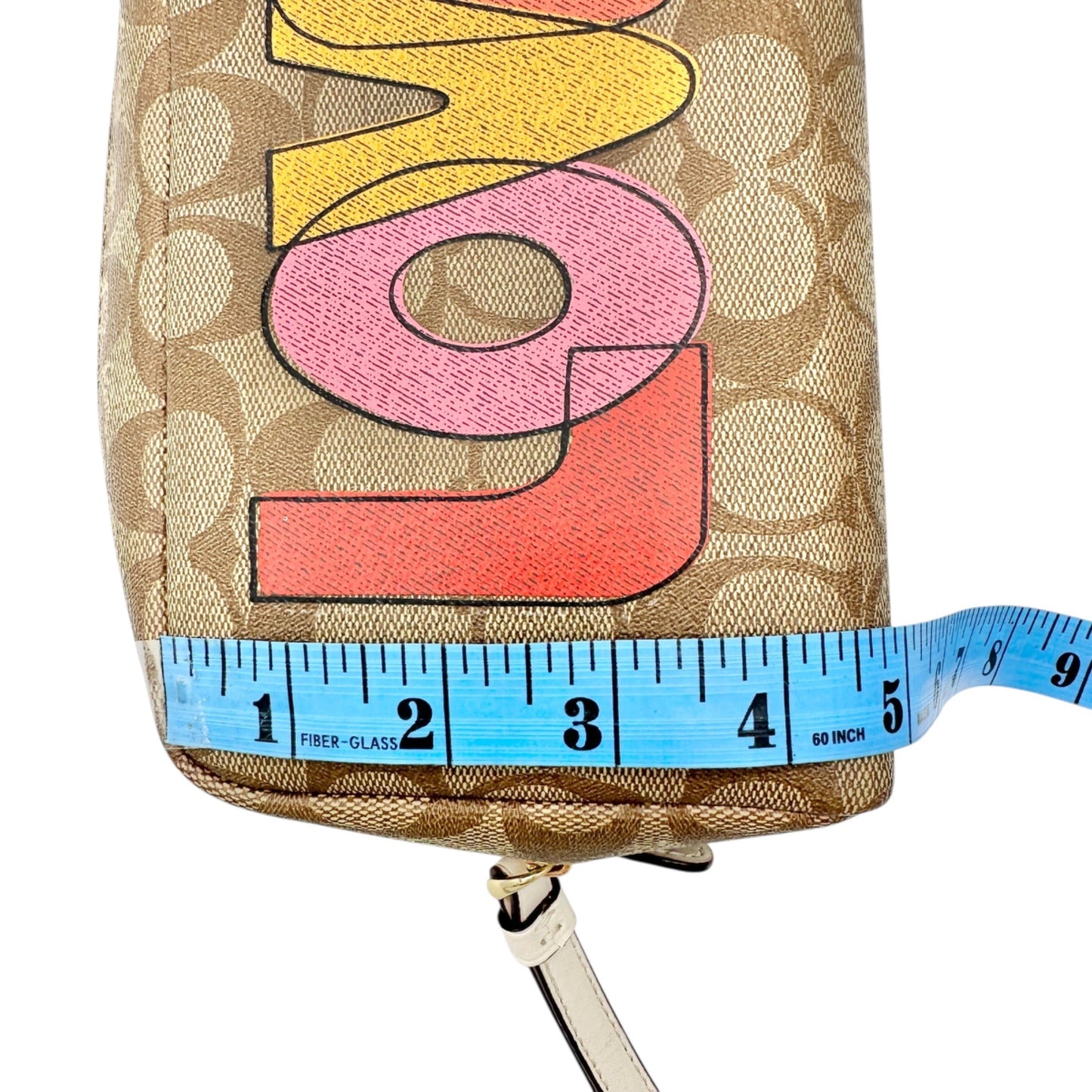 Coach Signature Canvas Wristlet With LOVE Graphic Design 8 x 4.5 x 3 Inches NWT