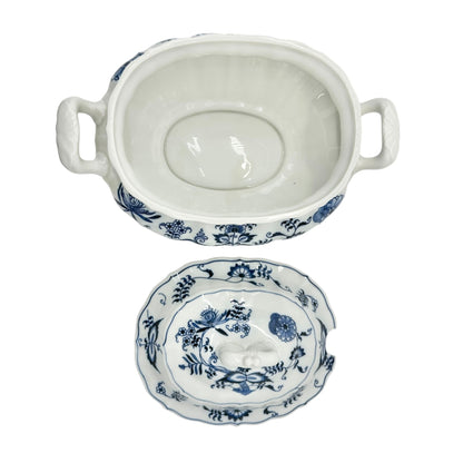 Blue Danube Soup Tureen With Lid 12 X 8 Floral Blue and White Porcelain Vintage