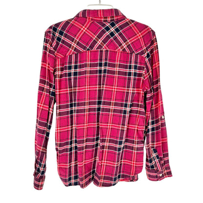 Basic Editions Set of 2 Flannel Shirts Men's XL Red and Blue Button Front LS