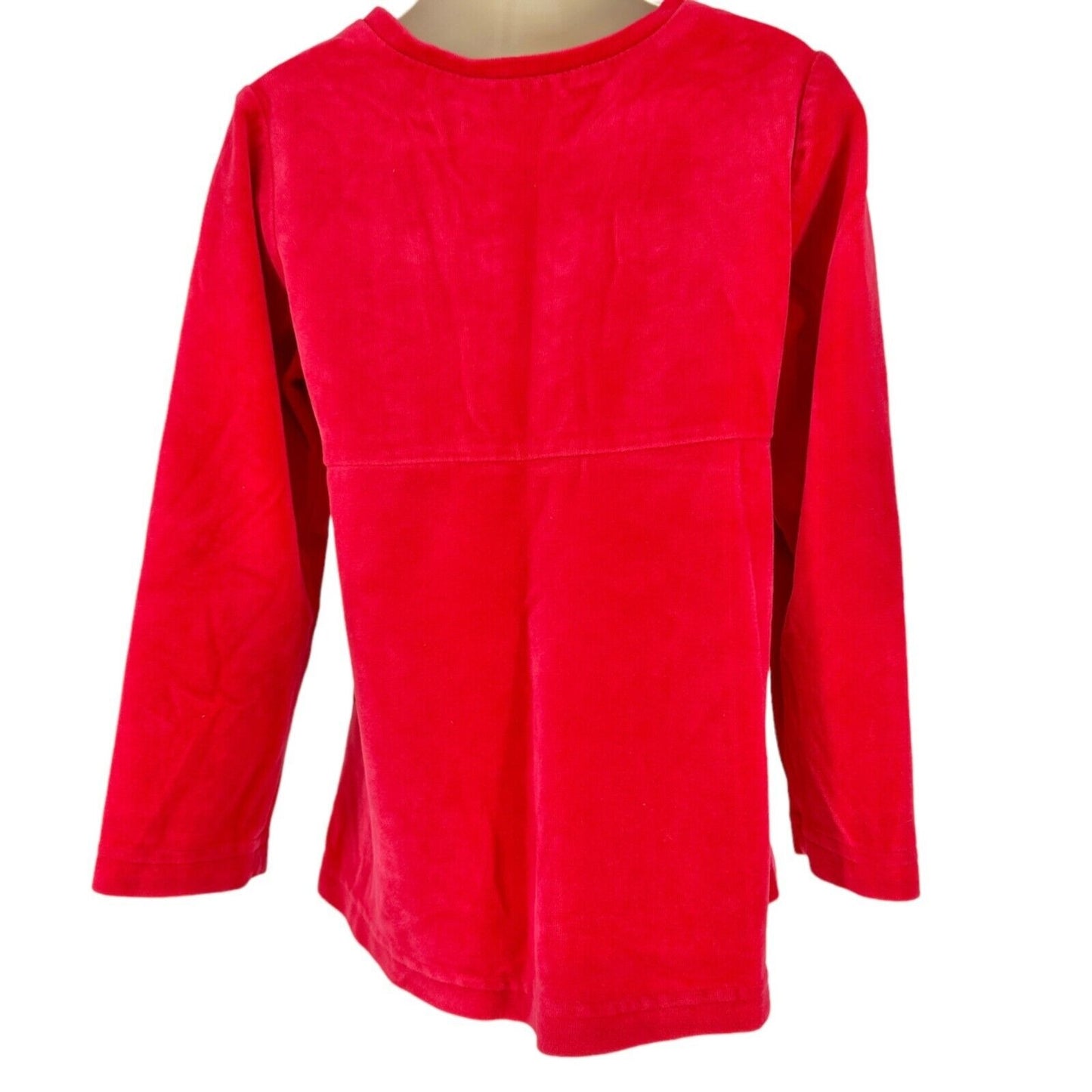 Hanna Andersson Girls 110 US 5 Top Faux Velvet Red Ruffles Long Sleeve