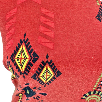 LuLaRoe Randy Top XL Orange Aztec Print 3/4 Gray Sleeves Stretchy Casual Shirt