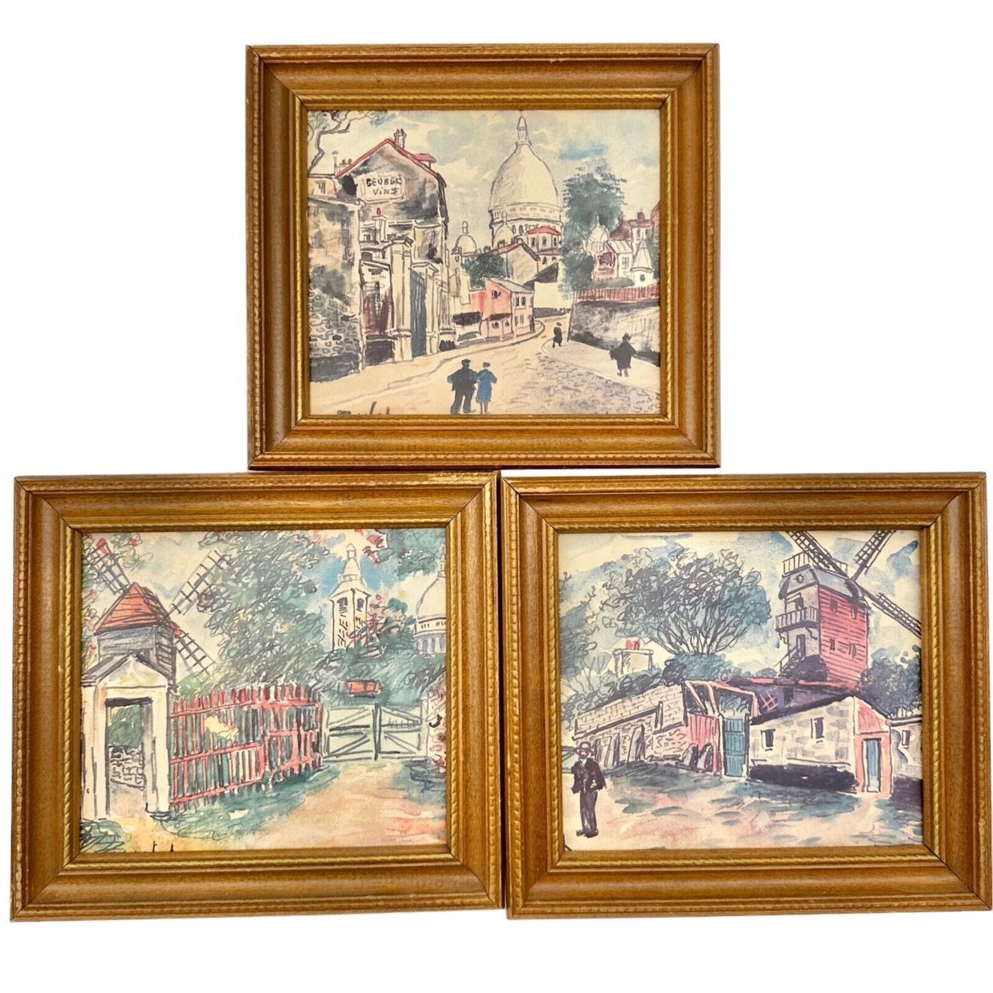 Set of 3 Vintage Framed Art Prints by Artist Elisee Maclet