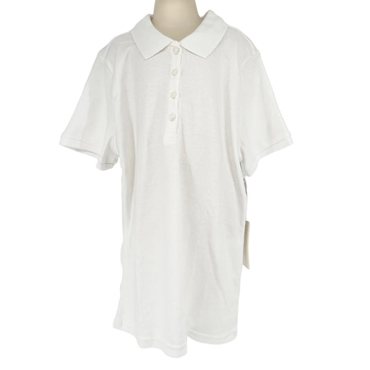 Wonder Nation Girls Uniform Short Sleeve Polo-style White XL Tagless Comfort NEW