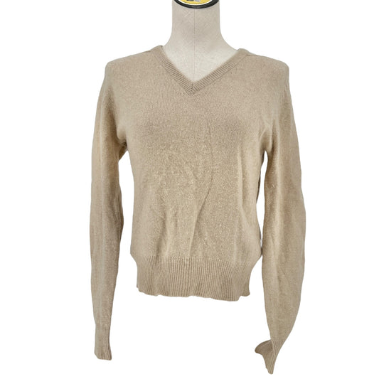 Preswick & Moore Cashmere Sweater Womens Small Camel Vneck Long Sleeve