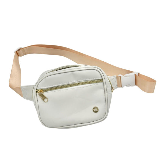 Wantable Belt Bag 7x5x1 White with Peach Colored Adjustable Strap NEW