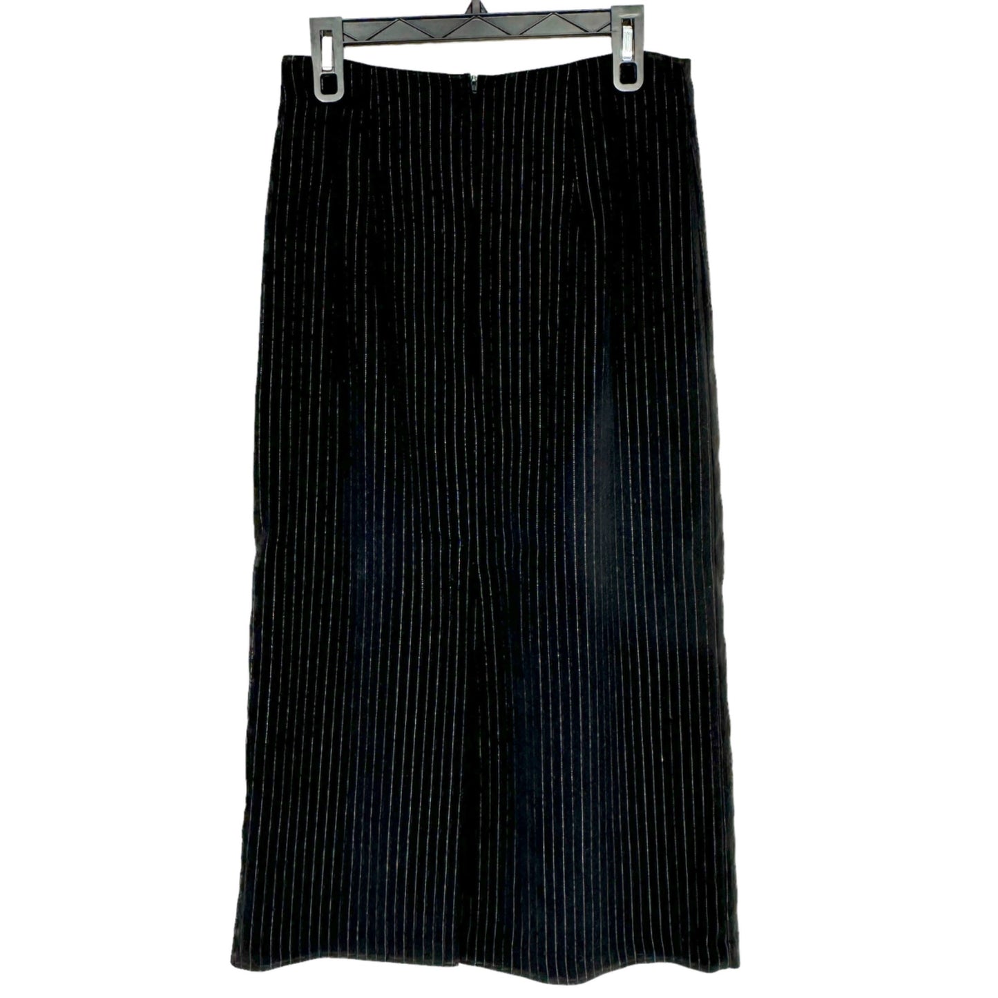 Briggs Pencil Skirt Womens 12 Black Pinstripe Back Zip Closure