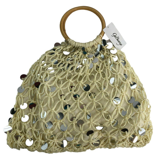 GaBaangs hoop handle sequin bag Cream tote small convenient cute NWT