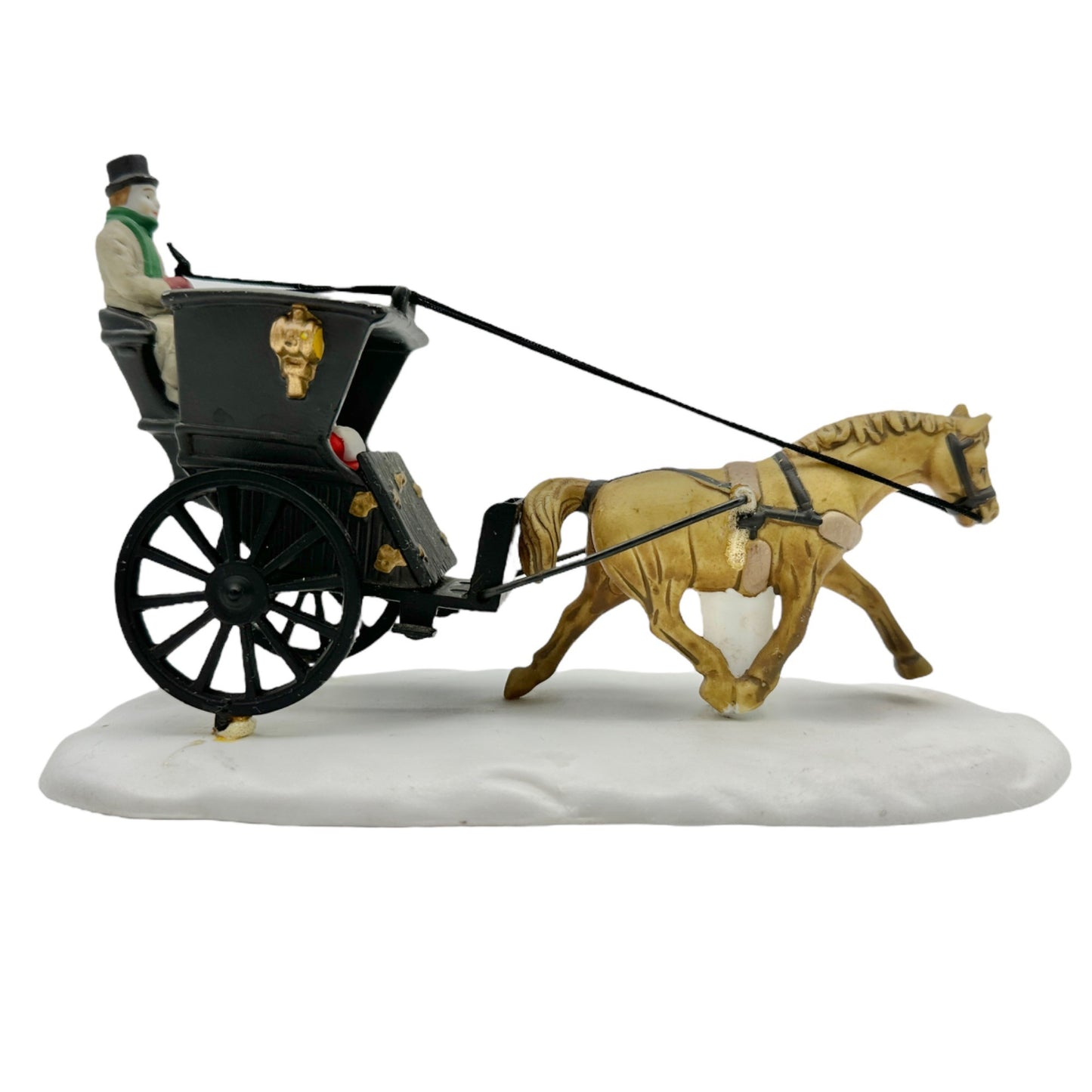 Vintage Dept 56 Kings Road Cab Figurine Horse Buggy 1989