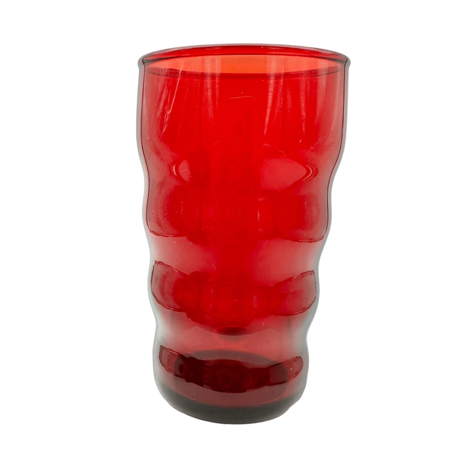 Vintage Drinking Glasses Faceted Ruby Red (Set of 4)