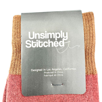 Unsimply Stitched Socks Mens US Size 8-12 Canyon Red Socks Brown Heel and Toe