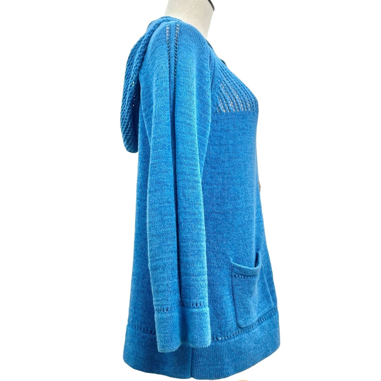 Chico's Cardigan Sweater Womens US Size 8 Med Blue Long Sleeve (Chicos Size 1)