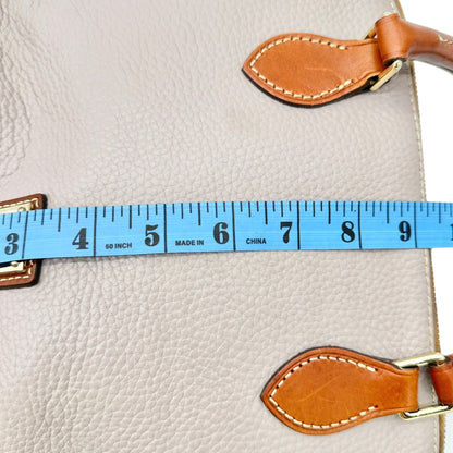 Dooney and Bourke Pebbled Leather Satchel Tan Trim Red Inside Handles Opt Strap