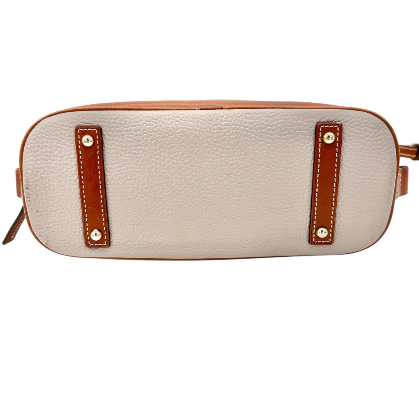 Dooney and Bourke Pebbled Leather Satchel Tan Trim Red Inside Handles Opt Strap