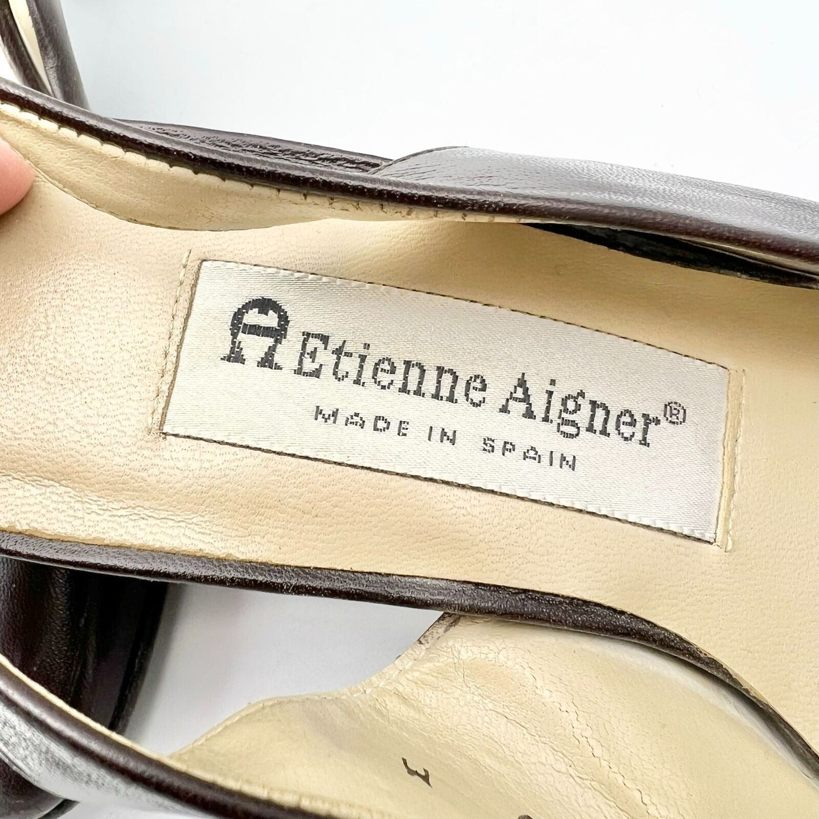 Etienne Aigner Slingbacks Pumps 8M Brown 3 inch Heel Classic