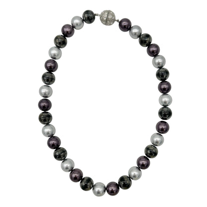 Premier Designs Multicolor Faux Pearl Necklace 14 inch Rhinestone Magnetic Clasp