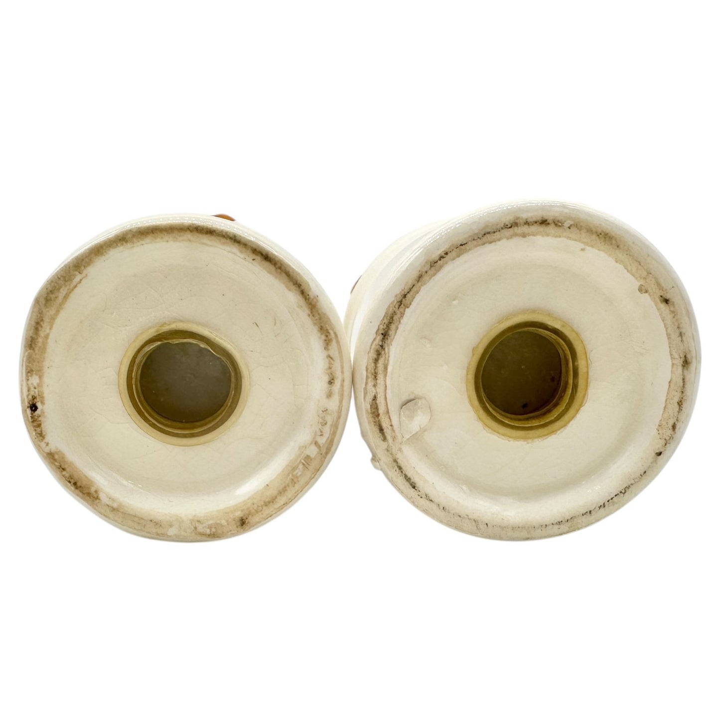 Vintage Ceramic Salt and Pepper Shakers Ribbon Rose Design Creamy Glaze Finish