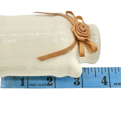 Vintage Ceramic Salt and Pepper Shakers Ribbon Rose Design Creamy Glaze Finish