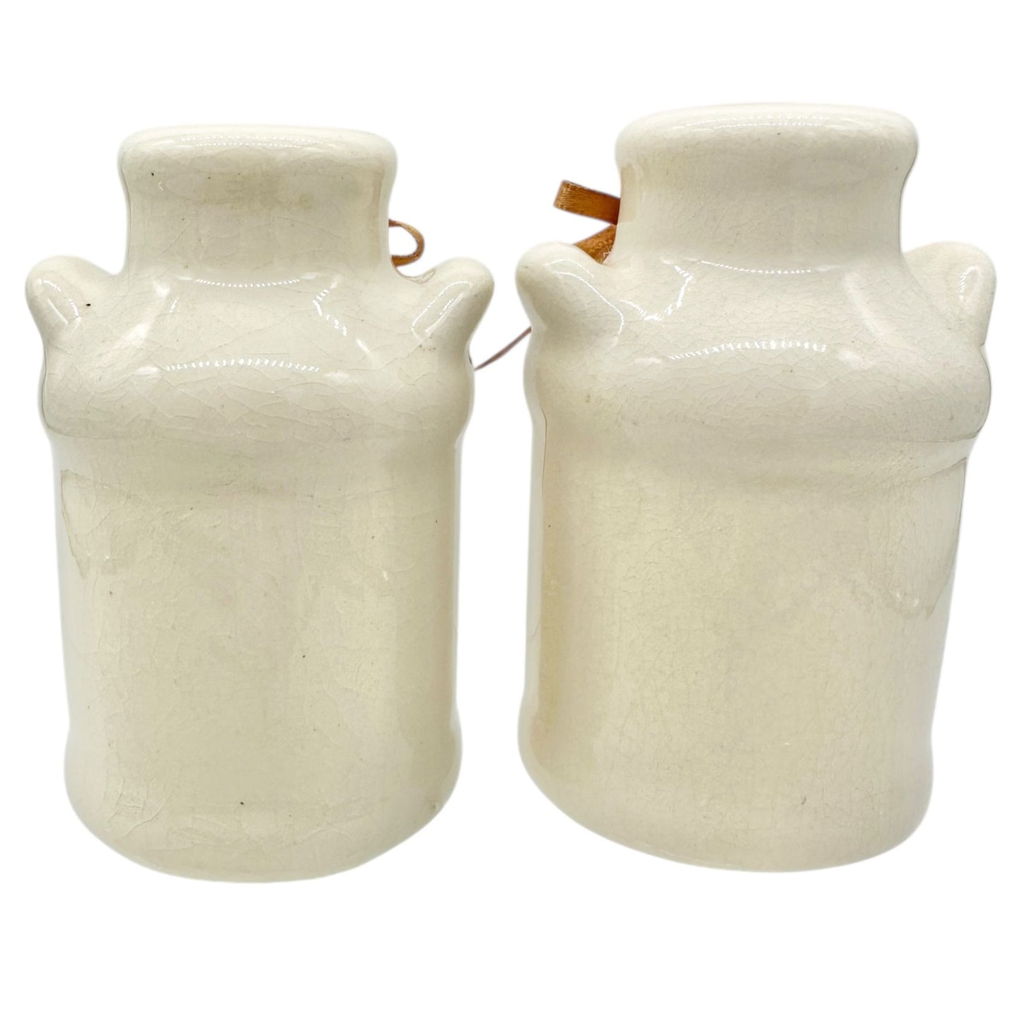 Vintage Ceramic Salt and Pepper Shakers Ribbon Rose Design Creamy Glaze Finish