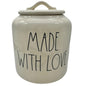 Rae Dunn Artisan Collection MADE WITH LOVE Jar with Lid White Ceramic
