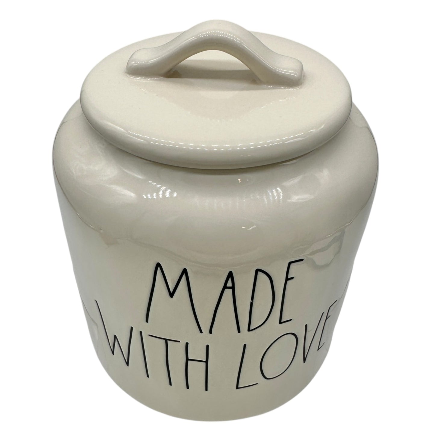 Rae Dunn Artisan Collection MADE WITH LOVE Jar with Lid White Ceramic