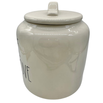 Rae Dunn Artisan Collection MADE WITH LOVE Jar with Lid White Ceramic