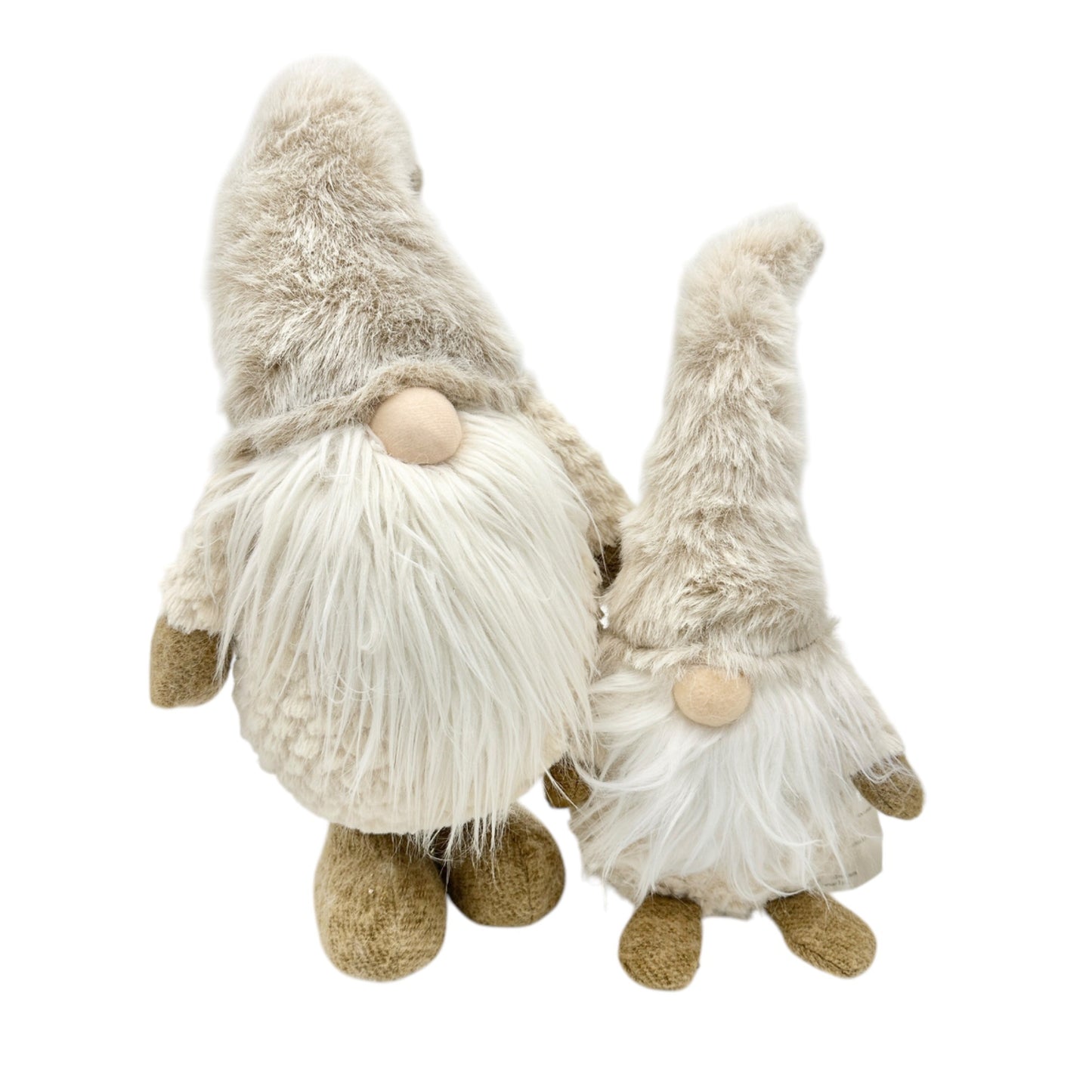 Set Of 2 Plush Nordic Gnome Decorations With Faux Fur Hats & Beards