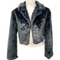 Madden Nyc Faux Fur Cropped Jacket Womens Juniors M (7/9) Black Ultra Soft NEW