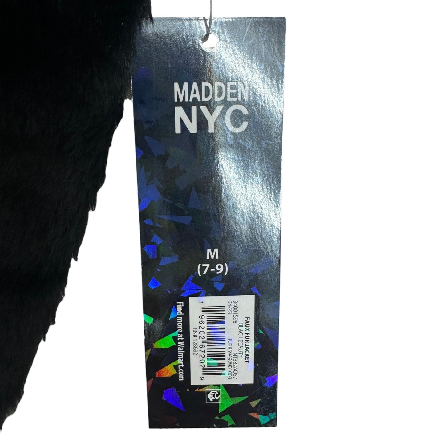 Madden Nyc Faux Fur Cropped Jacket Womens Juniors M (7/9) Black Ultra Soft NEW