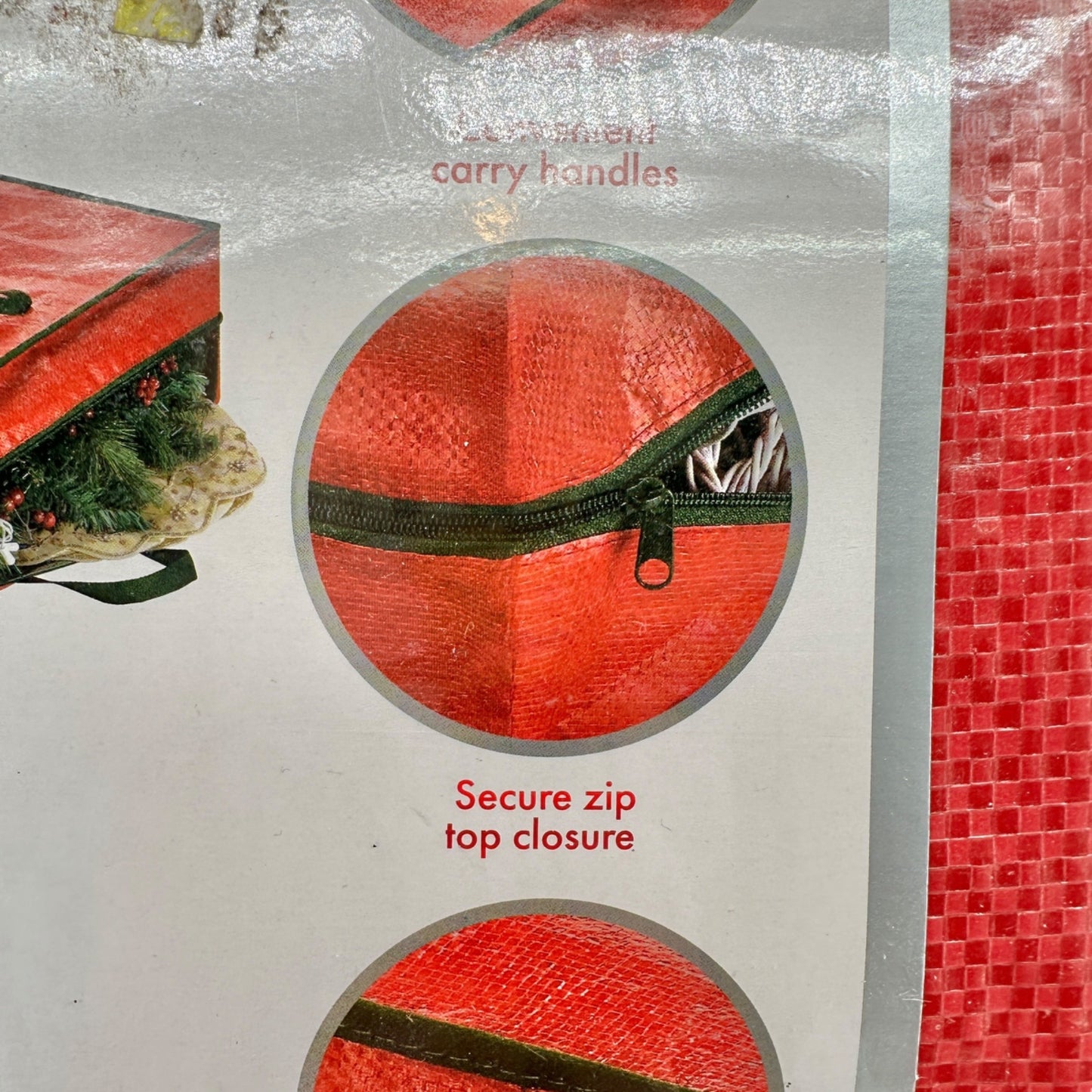 Whitmor Christmas Jumbo Storage Bags 1 New 1 Used Red Zip Up Handles 30x30x8 Red