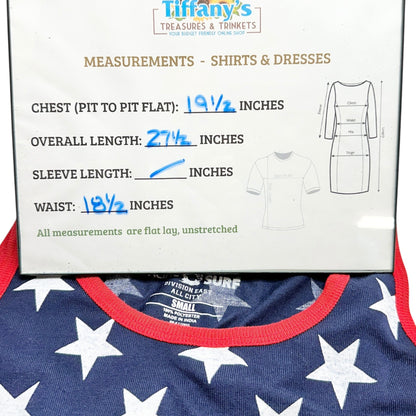 Patriotic American Flag Tank Top Mens Small Stars Stripes Pacific Surf Polyester