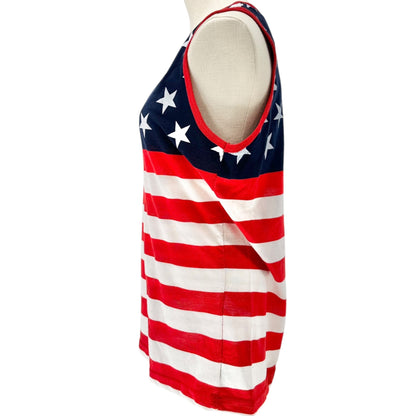 Patriotic American Flag Tank Top Mens Small Stars Stripes Pacific Surf Polyester