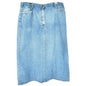 Lands End Womens Denim Midi Skirt Size 18 Light Wash Cotton Pockets Front Zip