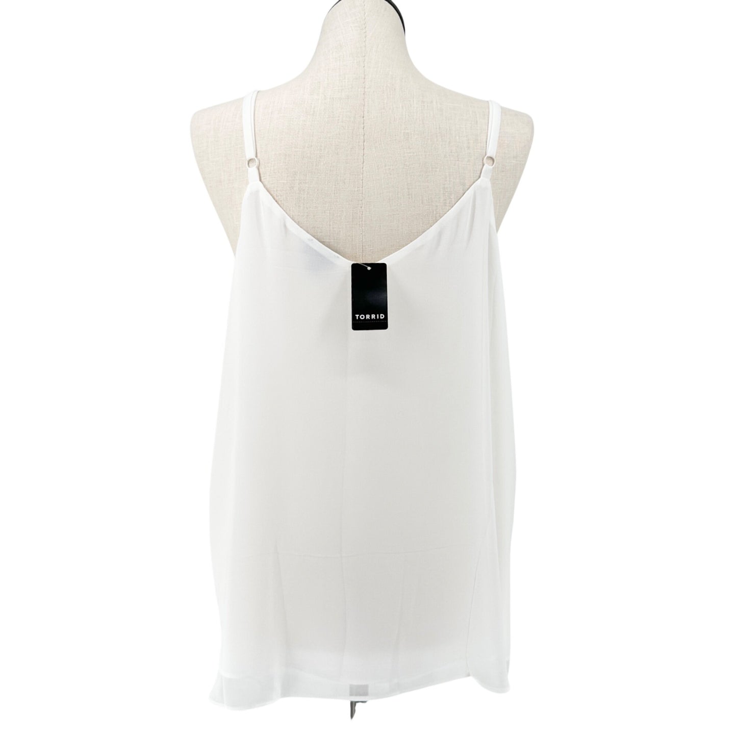 Torrid 3 Sophie Camisole Tank Top White Chiffon Adjustable Strap Womens 3X 22/24