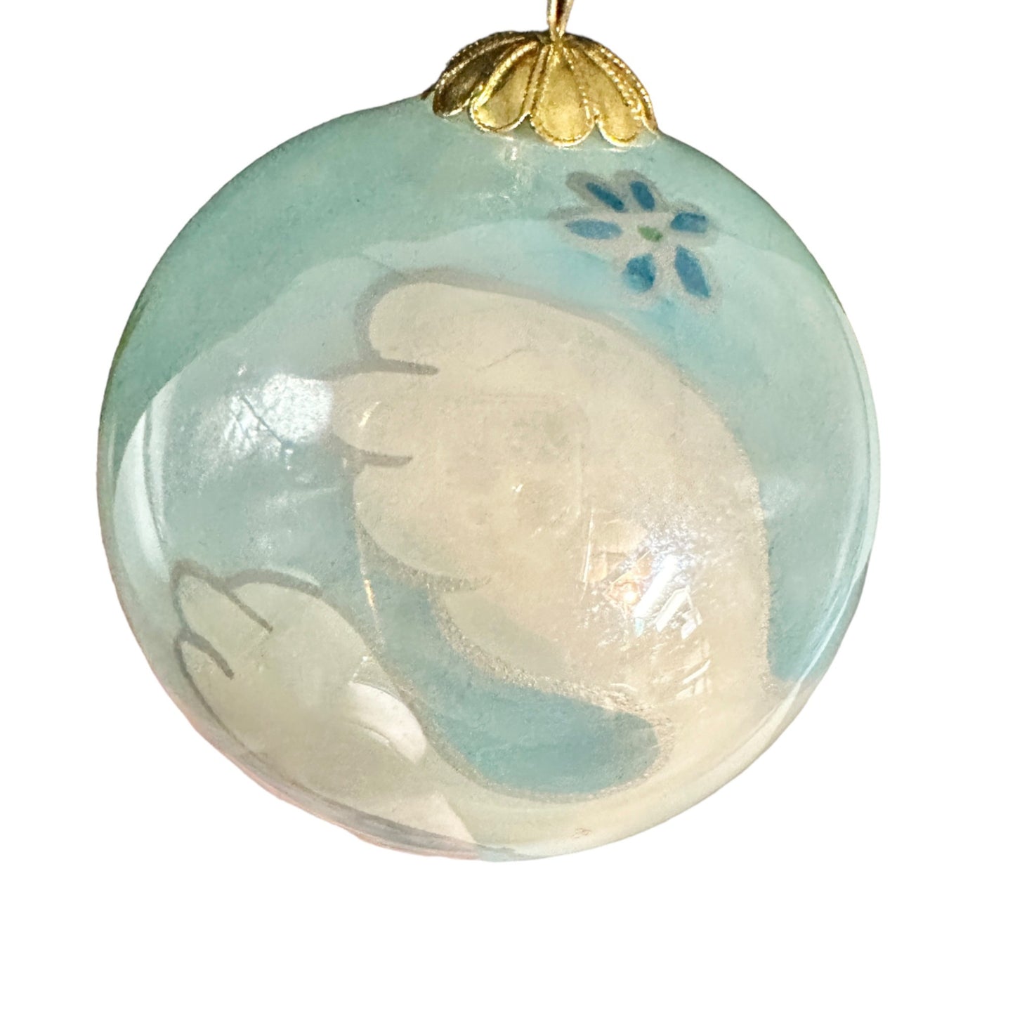 Pier 1 Doves Ornament Glass Hand Painted Peace 2008 3in with Gift Box