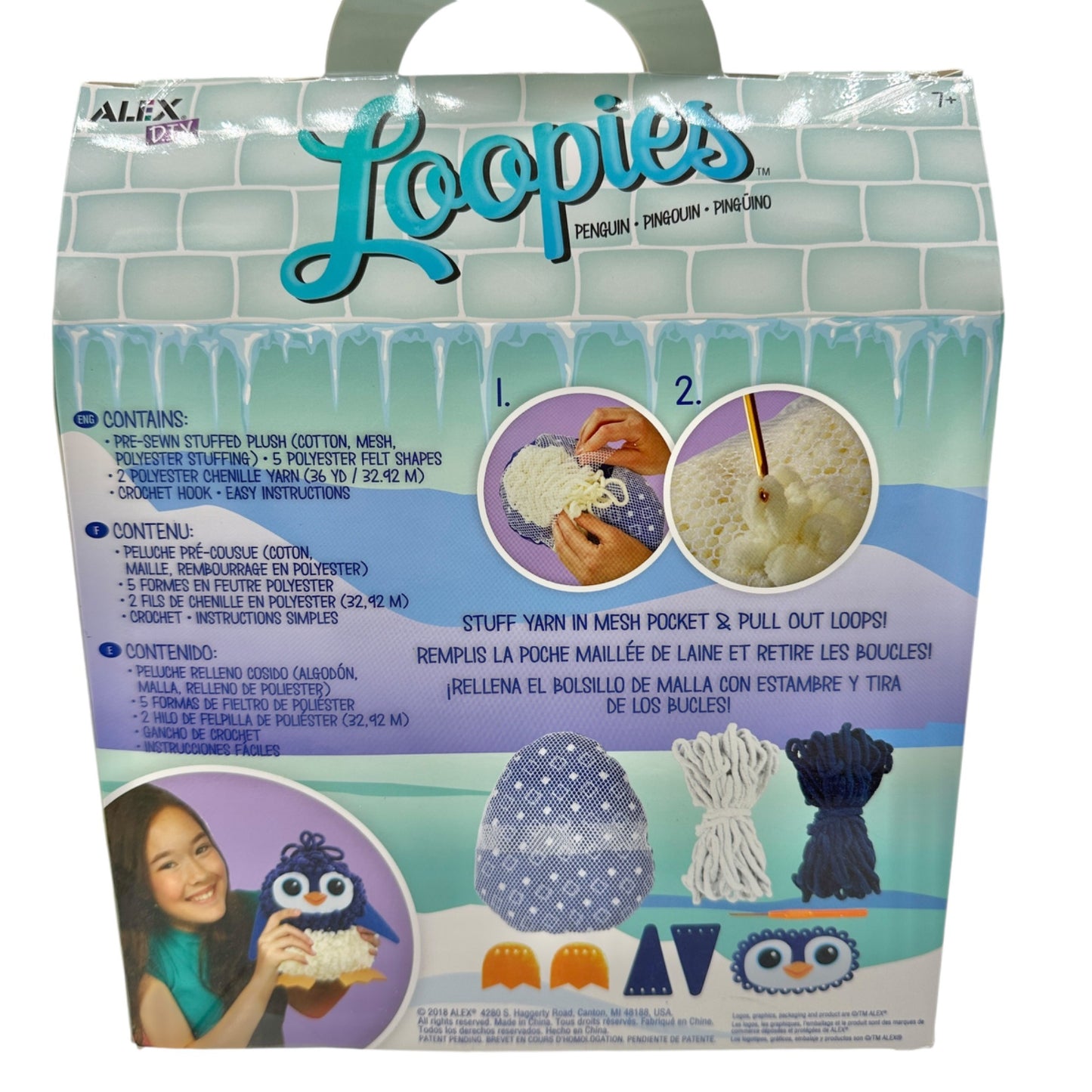 Alex Brands DIY Loopies Penguin Plush 9 pc Kit Ages 7+ Creative Fun Sealed Box