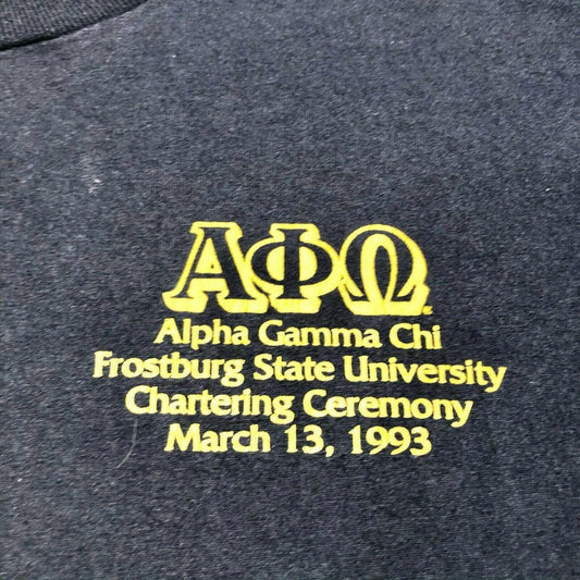 Alpha Gamma Chi Frostburg 1993 Blue XL T-Shirt Chartering Ceremony Vintage EUC