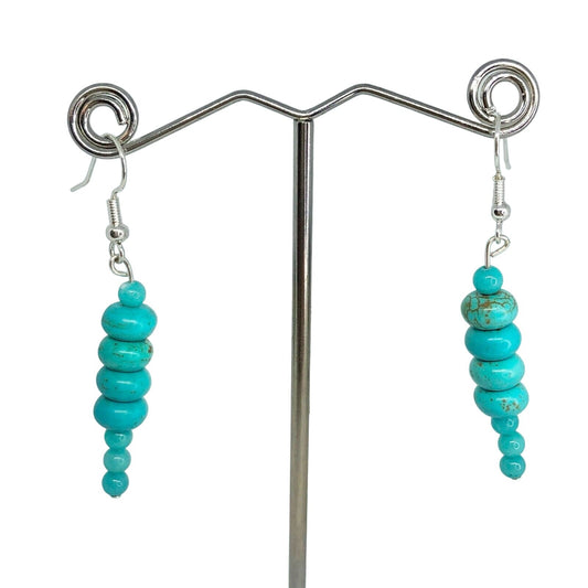 Handcrafted Beaded Drop Style Earrings Turquoise Blue Glass Beads Jewelry NEW