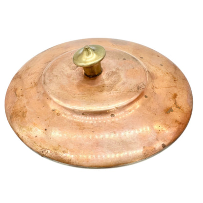 Vintage Solid Copper Saucepan and Lid Brass Handle 5 Inch Dia Rustic Cookware