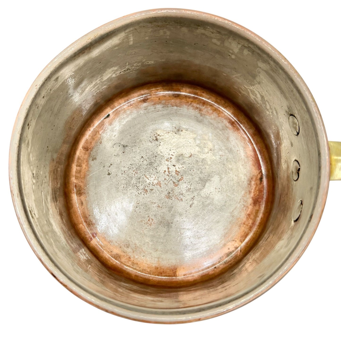 Vintage Solid Copper Saucepan and Lid Brass Handle 5 Inch Dia Rustic Cookware