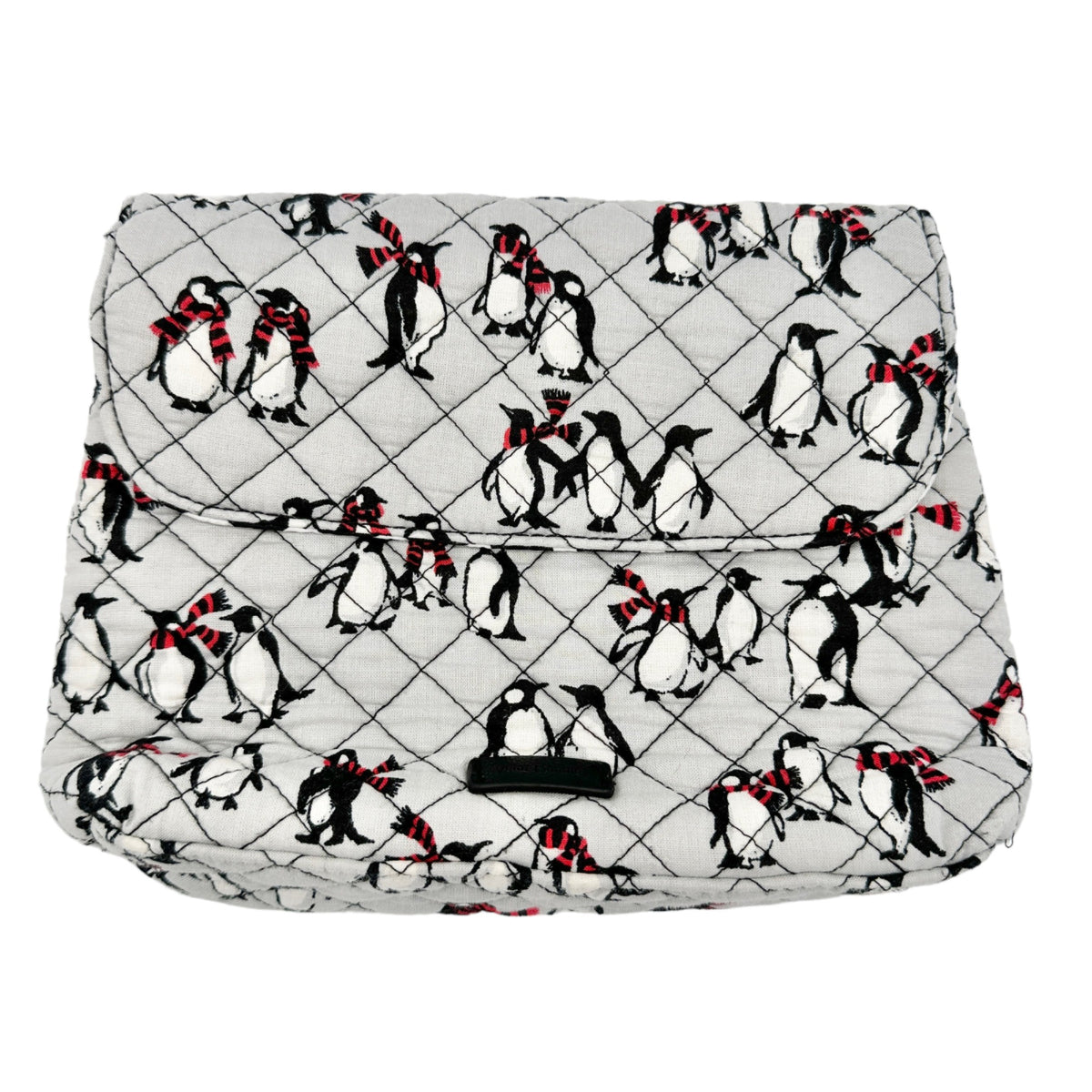 Vera Bradley Playful Penguins Quilted Brush and Cosmetics Case Magnetic Closure