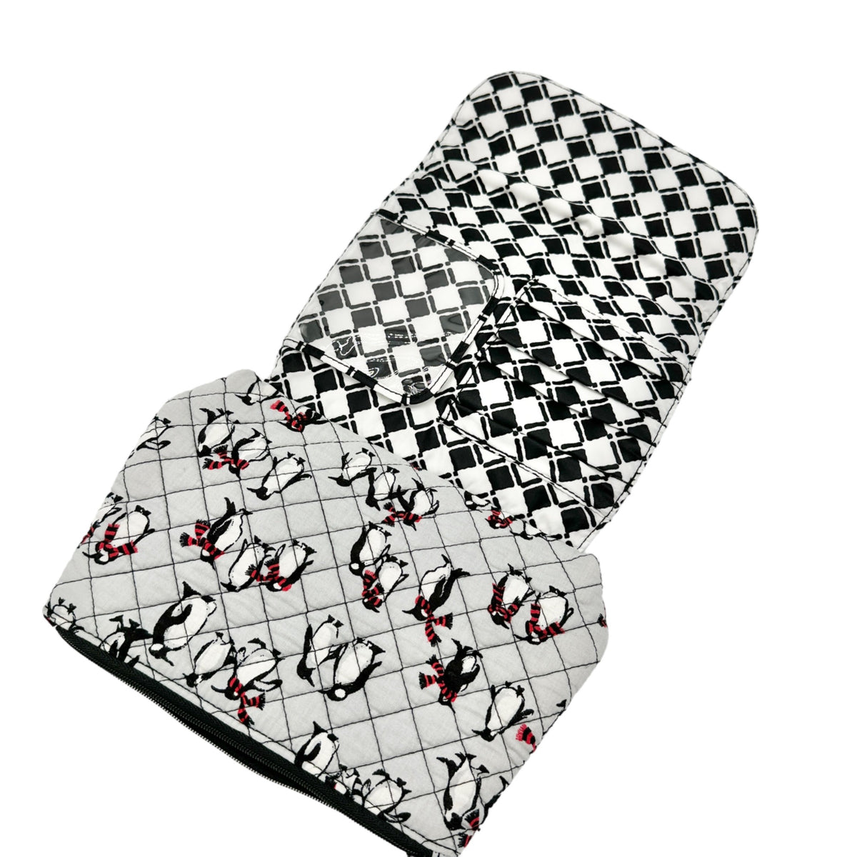 Vera Bradley Playful Penguins Quilted Brush and Cosmetics Case Magnetic Closure