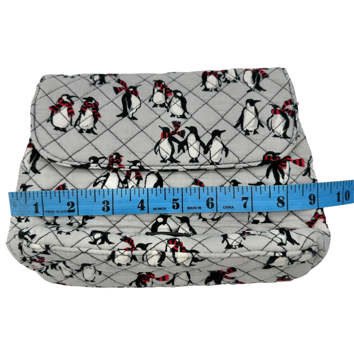 Vera Bradley Playful Penguins Quilted Brush and Cosmetics Case Magnetic Closure