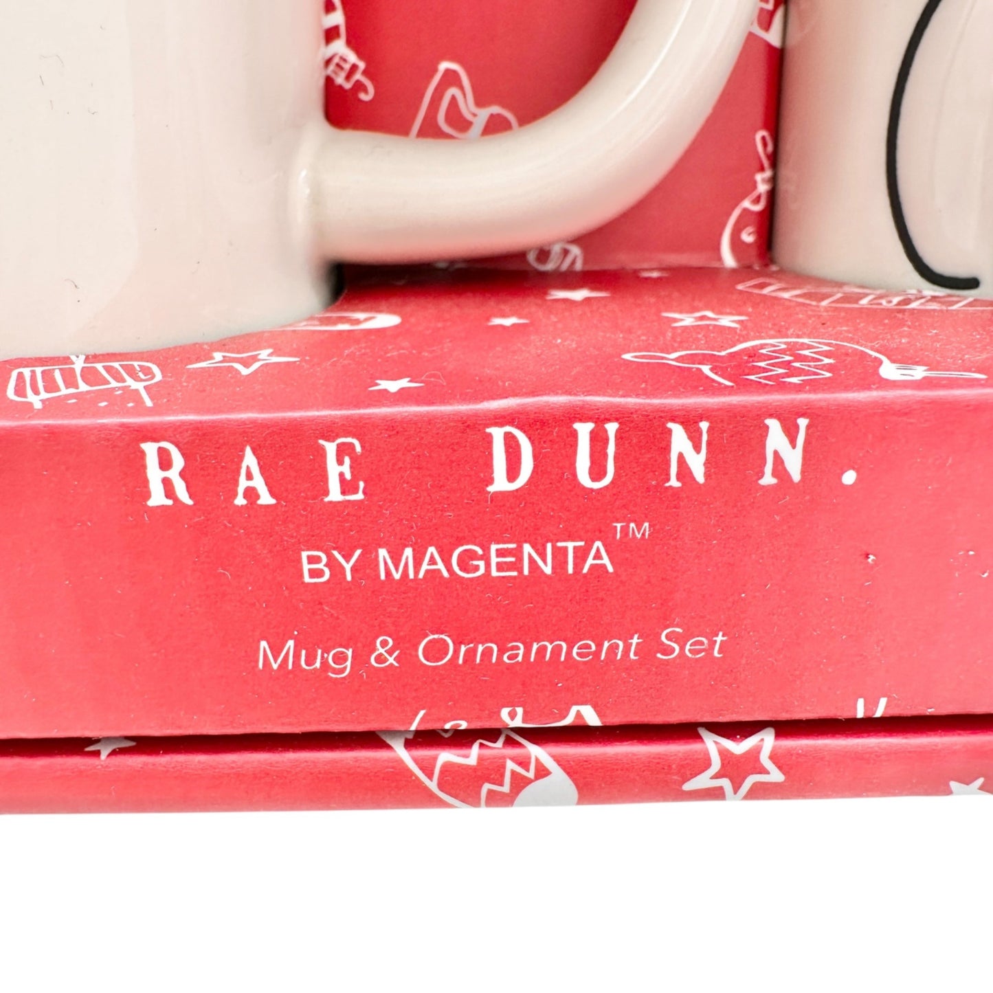 Rae Dunn CHEER Mug and Ornament Set In Festive Holiday Gift Box with Gift Tag