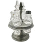 Antique Castor Cruet Set Childrens Tableware with 4 Ornate Glass Bottles & Stand