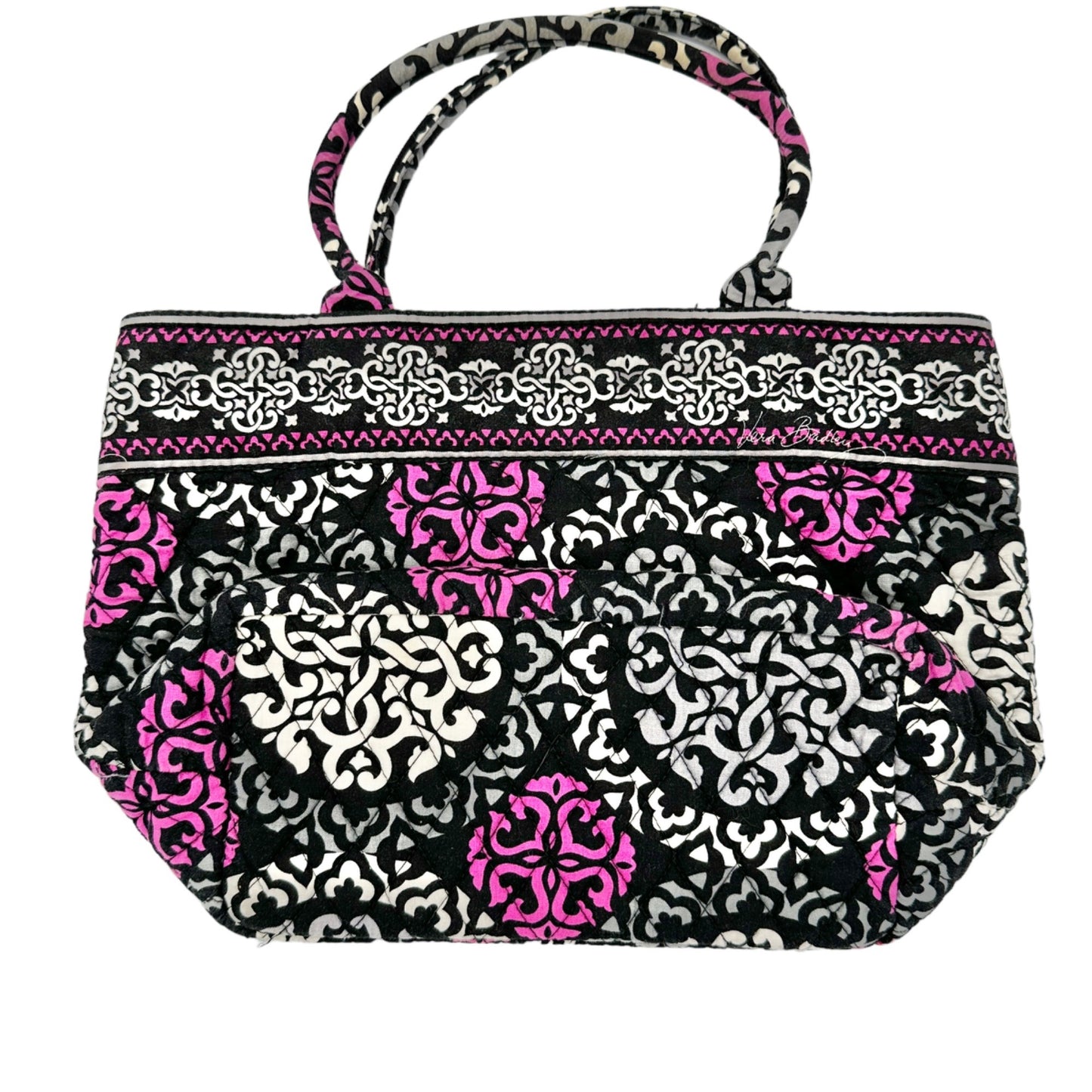 Vera Bradley Canterbury Magenta Satchel Handbag 10 x 10 x 5 Black Gray Magenta